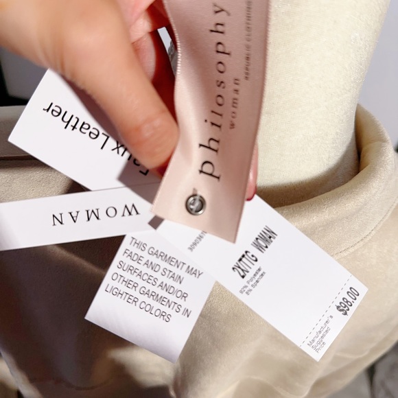 $98 Philosophy velvet soft leather lined jacket beige cream button up NWT - Picture 7 of 7